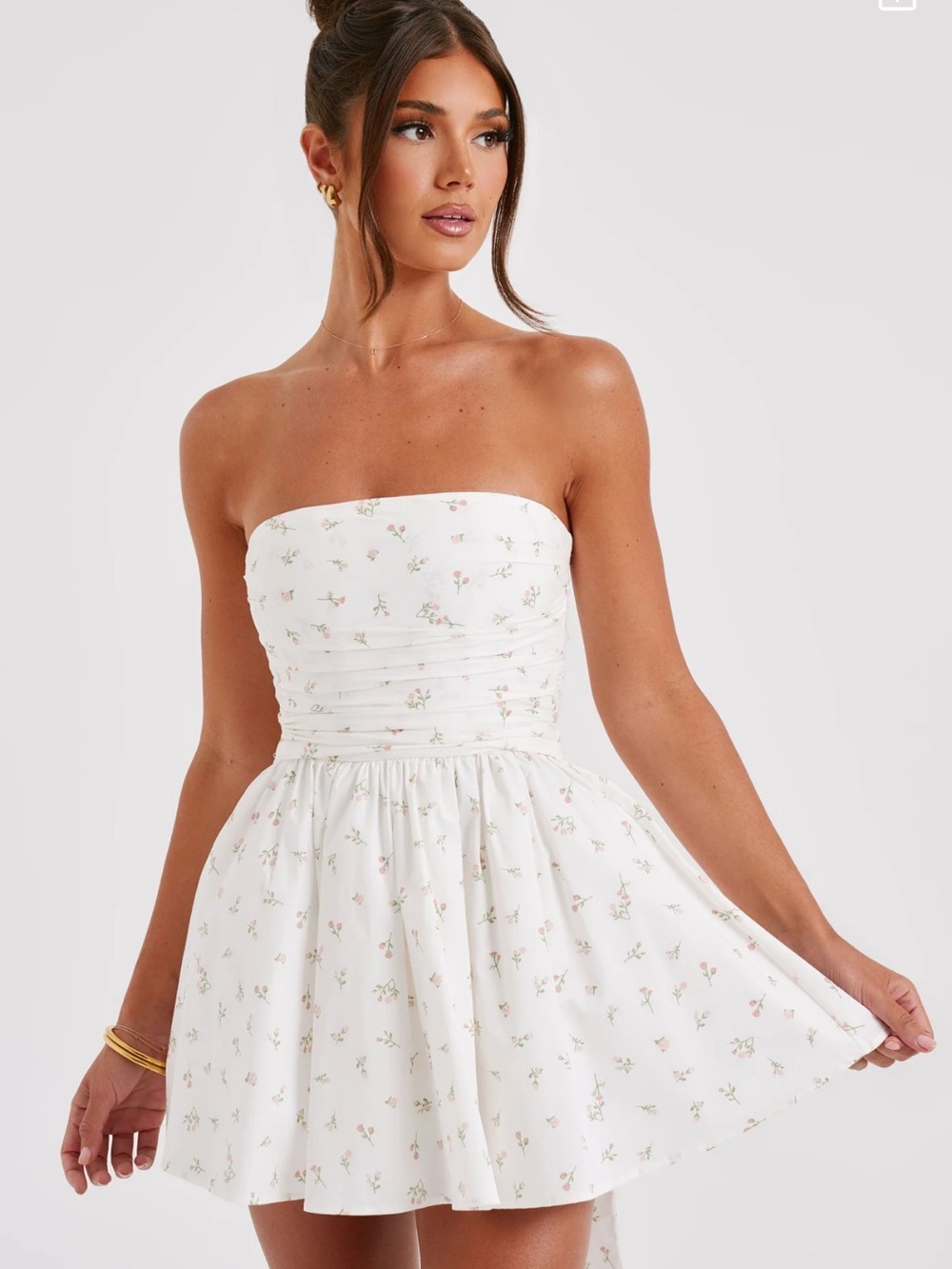 BABYBOO Katrina Feminine Strapless White Floral Mini Dress